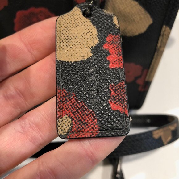 Coach Mini Crosby Floral Print Purse Black Satchel Bag Handbag Crossbody Poppies - Picture 7 of 11